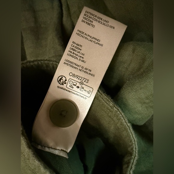 Anthropologie Ankle Tie Linen Trousers in Dark Olive Size 12 - Picture 9 of 10